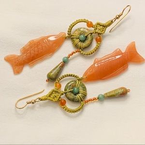 Fish earrings semiprecious stones